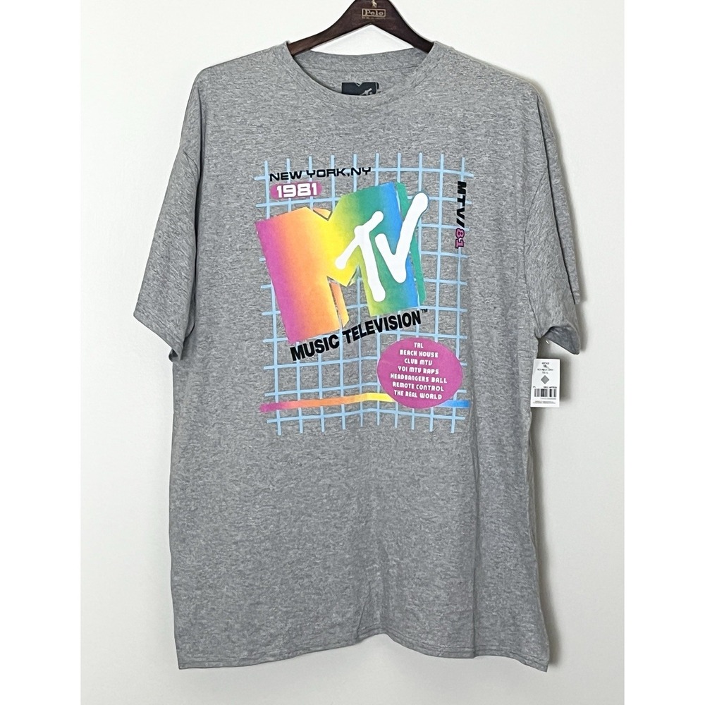 NWT MTV T-Shirt Men's XL Gray Graphic Tee Music Nostalgia‎ 1981 TV